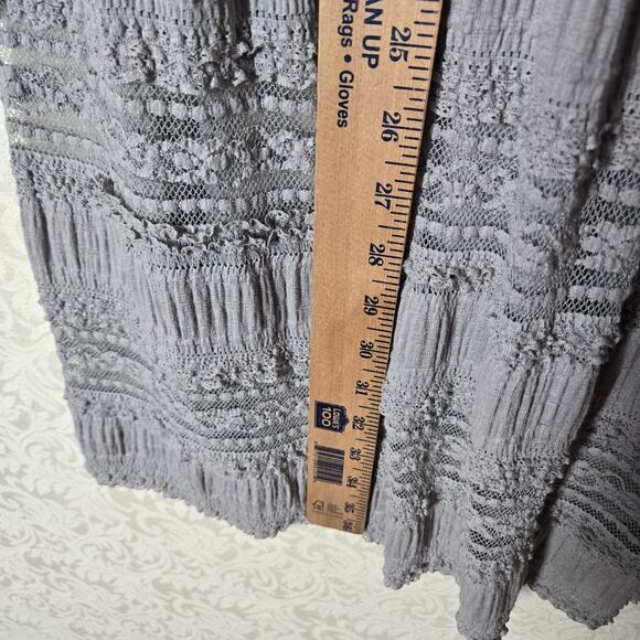 VTG Max Studio Gauzy Tiered Maxi Skirt M Green Pull On Elastic Waist Boho Fairy - Picture 9 of 10